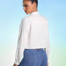 Ashley Hobart Designs Camisa De Manga Larga Y Recortada Con Nudo Frontal De Primavera