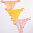 3 piezas de tanga sexy para mujer con detalle decorado de lazo en malla transparente
