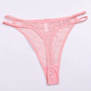 3 piezas de tanga sexy para mujer con detalle decorado de lazo en malla transparente