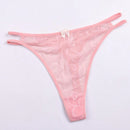 3 piezas de tanga sexy para mujer con detalle decorado de lazo en malla transparente