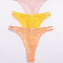 3 piezas de tanga sexy para mujer con detalle decorado de lazo en malla transparente