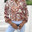 LUNE Camisa Casual De Manga Enrollada Con Estampado Floral De Estilo De Vacaciones De Primavera / Verano Para Mujeres