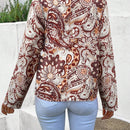 LUNE Camisa Casual De Manga Enrollada Con Estampado Floral De Estilo De Vacaciones De Primavera / Verano Para Mujeres