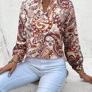 LUNE Camisa Casual De Manga Enrollada Con Estampado Floral De Estilo De Vacaciones De Primavera / Verano Para Mujeres