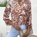 LUNE Camisa Casual De Manga Enrollada Con Estampado Floral De Estilo De Vacaciones De Primavera / Verano Para Mujeres
