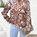 LUNE Camisa Casual De Manga Enrollada Con Estampado Floral De Estilo De Vacaciones De Primavera / Verano Para Mujeres