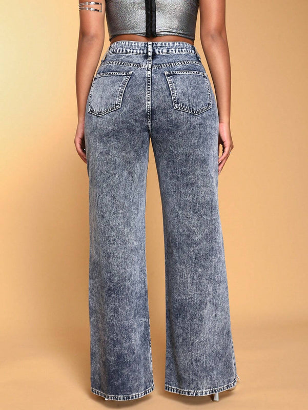 BAE Jeans Acampanados Para Mujer Con Botones En La Parte Delantera