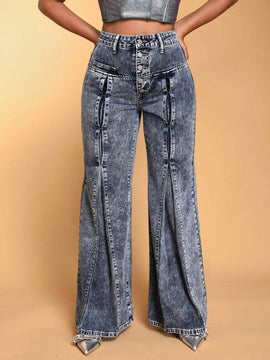 BAE Jeans Acampanados Para Mujer Con Botones En La Parte Delantera
