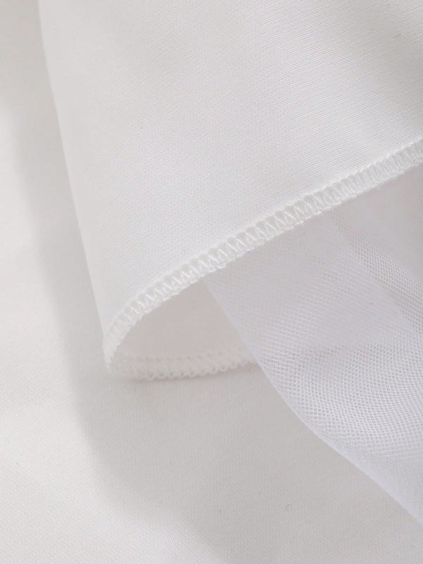 FRIFUL Camisa De Manga Corta Para Mujer Con Parche De Malla Y Lazo