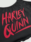 Harley Quinn | ROMWE Conjunto De Lenceria De Bralette De Tirantes Spaghetti Estampado Harlequin Y Panty De Triangulo De Bloques De Color Para Mujeres