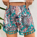 VCAY Shorts Impresos Con Flecos Bohemios Para Mujeres, Perfecto Para Vacaciones