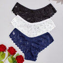 3 piezas de ropa interior sexy para mujer con patron de plumas y encaje, de cintura baja y estilo tanga transpirable y ligero