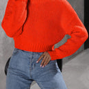 EZwear Jersey de mujer de manga larga y cuello vuelto de color solido de moda