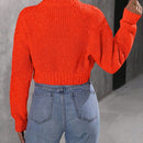 EZwear Jersey de mujer de manga larga y cuello vuelto de color solido de moda