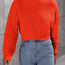 EZwear Jersey de mujer de manga larga y cuello vuelto de color solido de moda