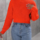 EZwear Jersey de mujer de manga larga y cuello vuelto de color solido de moda