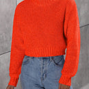 EZwear Jersey de mujer de manga larga y cuello vuelto de color solido de moda