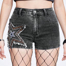 ROMWE Grunge Punk Shorts Vaqueros De Mujer Con Parche En Forma De Estrella
