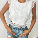 Tall Camisa blanca de verano para mujeres con botones, manga corta con encaje y para la playa durante las vacaciones de primavera.