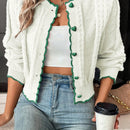 Franclia cardigan casual corto de punto con botones con forma de corazon para mujer, para otono/invierno