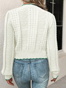 Franclia cardigan casual corto de punto con botones con forma de corazon para mujer, para otono/invierno