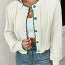 Franclia cardigan casual corto de punto con botones con forma de corazon para mujer, para otono/invierno