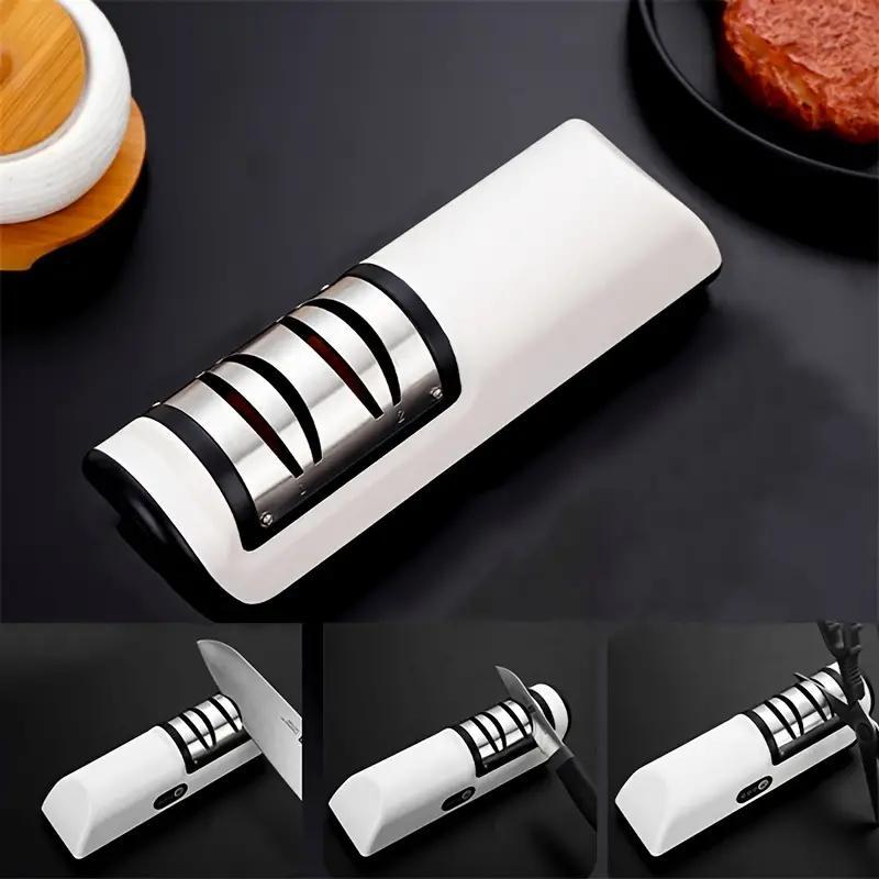 1pc COP ROSE Afilador de Cuchillos Eléctrico Automático con Funcionamiento USB, Afilado Rápido, Diseño Compacto para Cocinas Domésticas y Profesionales - Afilador Seguro para Chefs y Amantes de la Cocina, Herramienta de Cocina Elegante, Construcción Dura