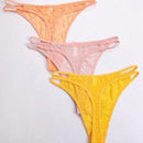 3 piezas de tanga sexy para mujer con detalle decorado de lazo en malla transparente
