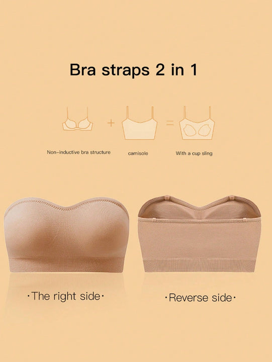 1 pieza Sujetador de pecho sin tirantes para mujer, atractivo sujetador trasero sin alambre para damas, estilo europeo y americano