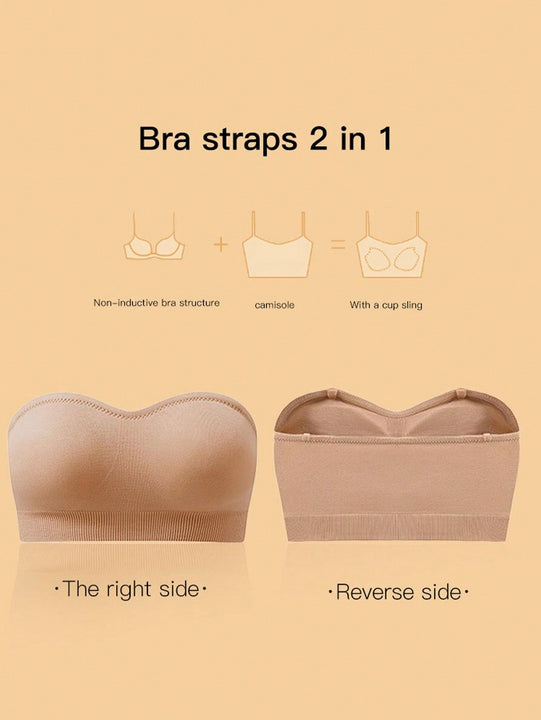 1 pieza Sujetador de pecho sin tirantes para mujer, atractivo sujetador trasero sin alambre para damas, estilo europeo y americano