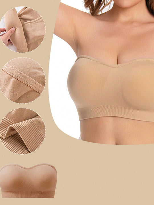 1 pieza Sujetador de pecho sin tirantes para mujer, atractivo sujetador trasero sin alambre para damas, estilo europeo y americano