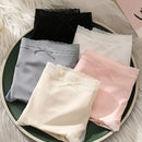 Conjunto de 5 piezas de ropa interior de seda de hielo ultrafina de cintura alta para mujeres con decoracion de lazo