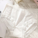 Conjunto de 5 piezas de ropa interior de seda de hielo ultrafina de cintura alta para mujeres con decoracion de lazo