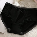 Conjunto de 5 piezas de ropa interior de seda de hielo ultrafina de cintura alta para mujeres con decoracion de lazo