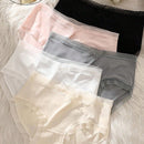 Conjunto de 5 piezas de ropa interior de seda de hielo ultrafina de cintura alta para mujeres con decoracion de lazo
