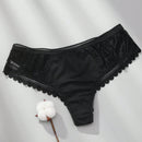Conjunto de 3 piezas de ropa interior con tanga de encaje y cintura baja