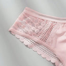 3 piezas/set tanga sexy de cintura baja con encaje calado en contraste ropa interior