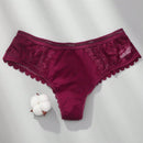 3 piezas/set tanga sexy de cintura baja con encaje calado en contraste ropa interior