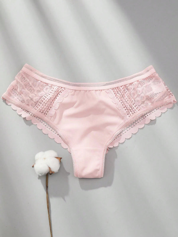 Conjunto de 3 piezas de ropa interior con tanga de encaje y cintura baja
