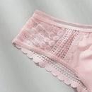 3 piezas/set tanga sexy de cintura baja con encaje calado en contraste ropa interior