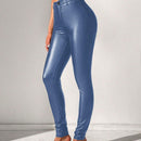 Tall Pantalones de cintura alta y ajustados para mujeres con estilo de fiesta brillante