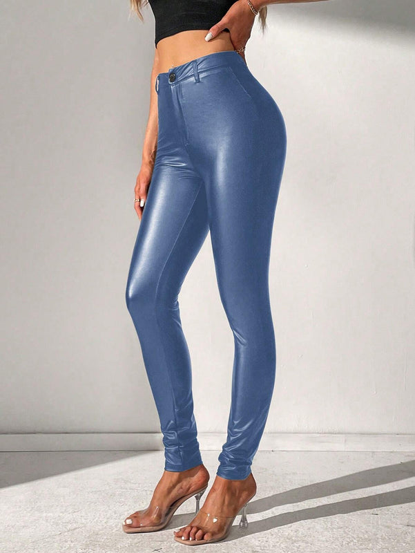 Tall Pantalones de cintura alta y ajustados para mujeres con estilo de fiesta brillante