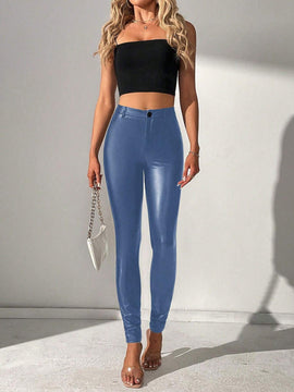 Tall Pantalones de cintura alta y ajustados para mujeres con estilo de fiesta brillante