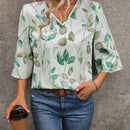 EMERY ROSE Camisa Femenina Simple Para Uso Diario Con Un Estampado De Hojas Cortadas Al Azar