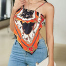 Frenchy Top De Camisola Para Festival De Musica De Verano Con Ribete Impreso, Dobladillo Irregular Y Tiras Para Atar