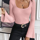 Essnce Sweater De Manga Acampanada, unicolor, Casual, De Moda