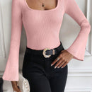 Essnce Sweater De Manga Acampanada, unicolor, Casual, De Moda
