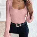 Essnce Sweater De Manga Acampanada, unicolor, Casual, De Moda