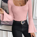 Essnce Sweater De Manga Acampanada, unicolor, Casual, De Moda