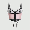 ROMWE Goth Sujetador Con Almohadillas Y Borde De Murcielago Pu De Tiras Cruzadas Para Mujer
